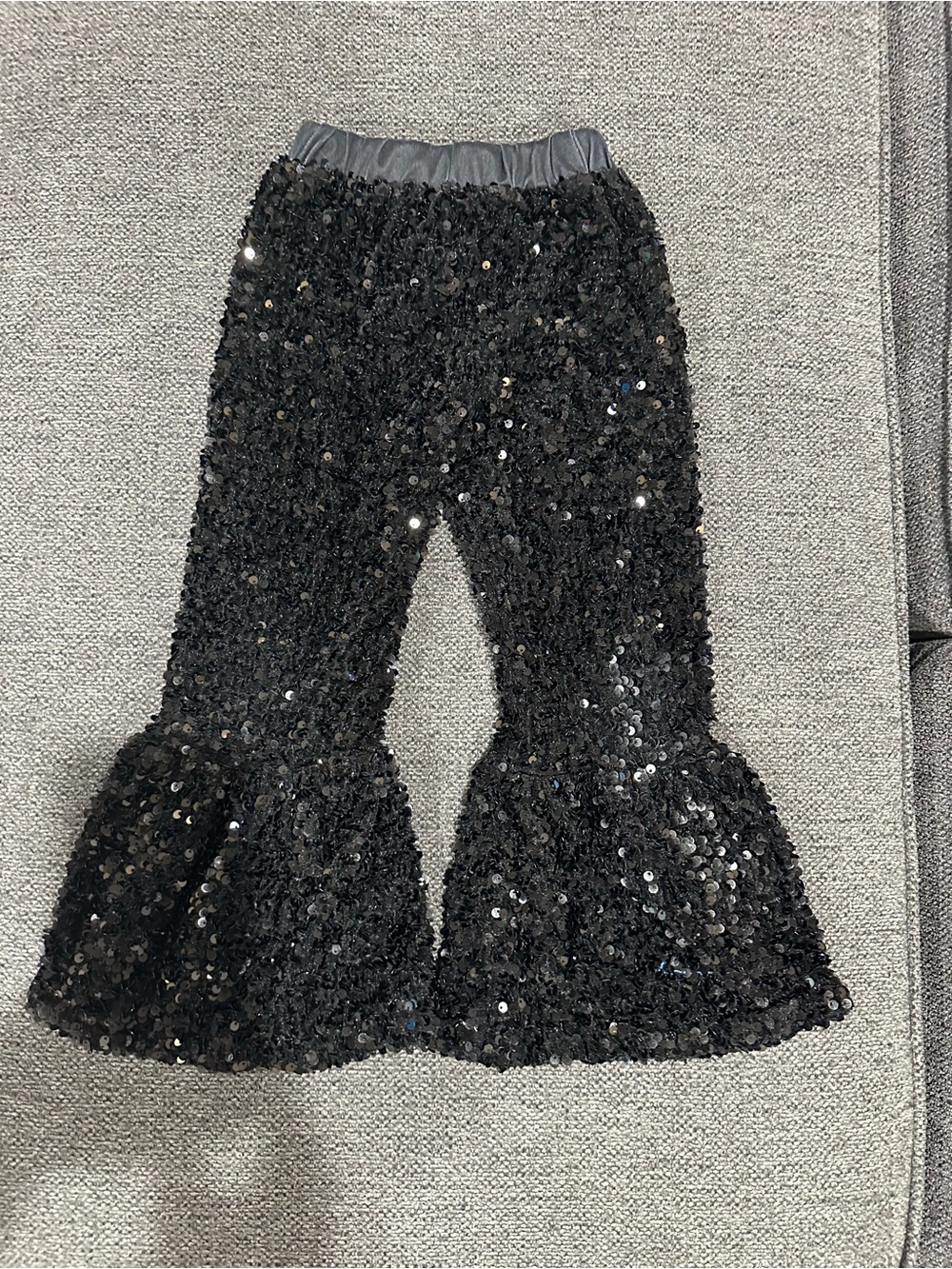 Girls Black Sequin Flared Pants fits more like 4/5